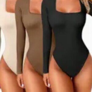 2 Solid Ribbed Long Sleeve Boat Neck Bodysuits